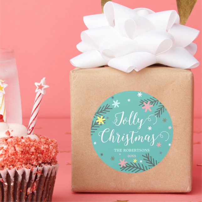 Farbenfrohe Weihnachtsgeschenke Runder Aufkleber (Party)