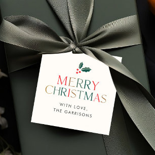 Farbenfrohe Weihnachtsgrün Blätter Geschenk Geschenkanhänger