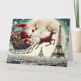Farbenfrohe Weihnachtskarte im Pariser Ambiente Karte