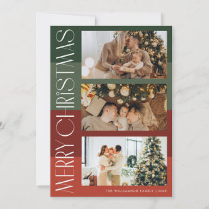 farbenfrohe Weihnachtskarte mit mehreren Fotos Feiertagskarte