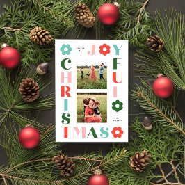 Farbenfrohe Weihnachtskarte Retro Daisy Holiday Ca Feiertagskarte