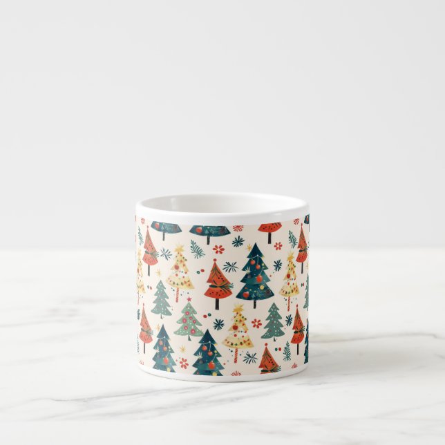 Farbenfrohe Weihnachtskiefern Nahtloses Muster Espressotasse (Vorderseite)