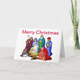 Farbenfrohe Weihnachtskrippe Feiertagskarte