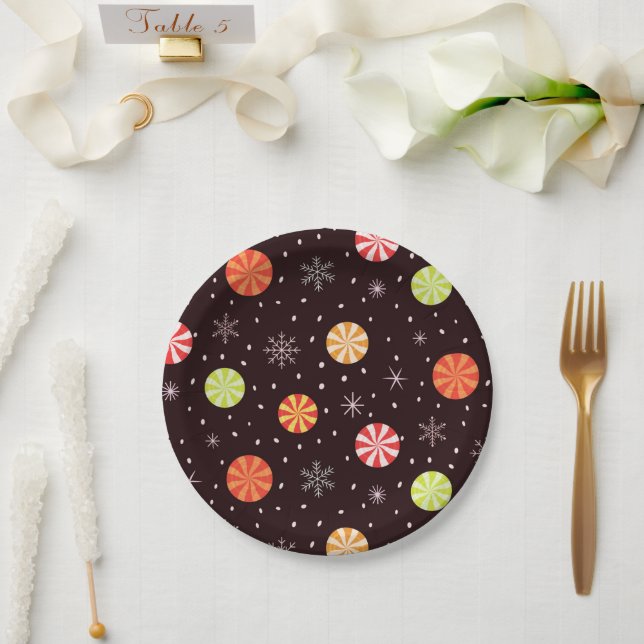 Farbenfrohe Weihnachtskuchen mit Schneeflocke Pappteller (Hochzeit)