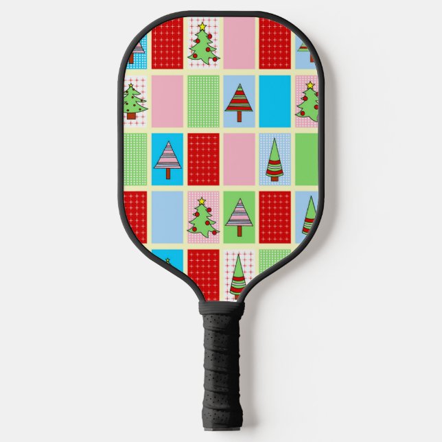 Farbenfrohe Weihnachtsmuster Pickleball Schläger (Vorderseite)