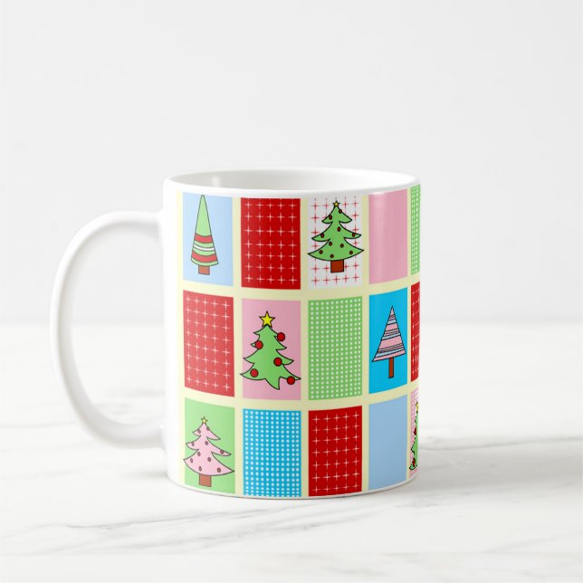 Farbenfrohe Weihnachtsplätze Kaffeetasse (Links)