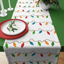 Farbenfrohe Weihnachtssaitenlichter | Rustikaler U Kurzer Tischläufer