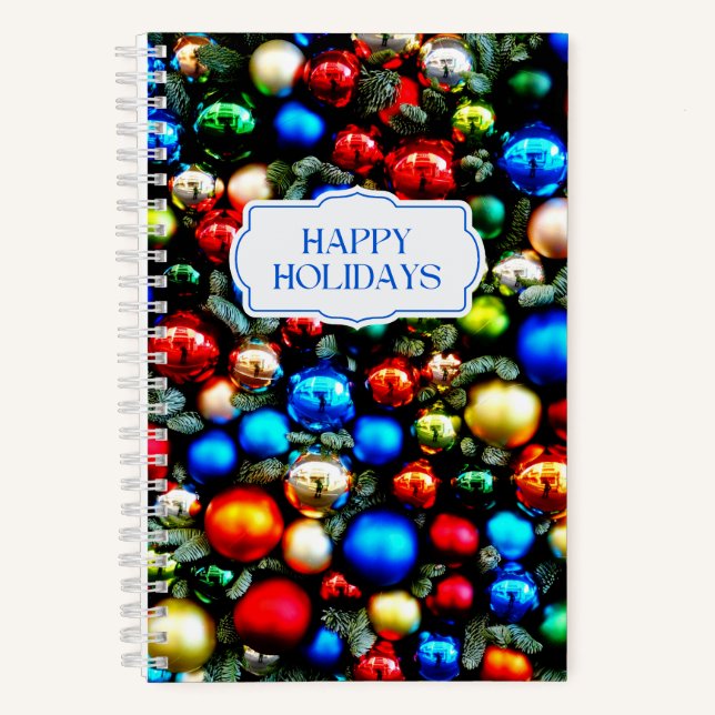 Farbenfrohe Weihnachtsschmuck Notizbuch (Vorderseite)