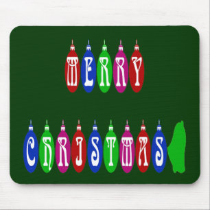 Farbenfrohe Weihnachtsschmuck Schriftart Mousepad
