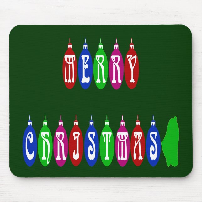 Farbenfrohe Weihnachtsschmuck Schriftart Mousepad (Vorne)