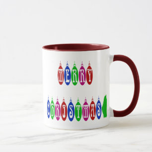 Farbenfrohe Weihnachtsschmuck Schriftart Tasse