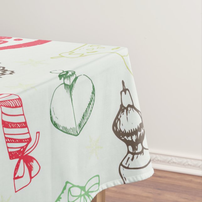 Farbenfrohe Weihnachtsschneezeit Tischdecke (Beispiel)