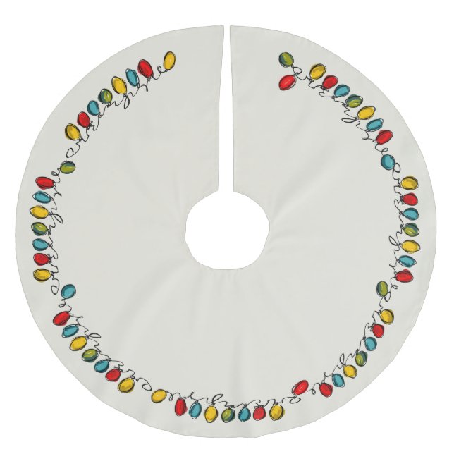 Farbenfrohe Weihnachtsweihnachtslieder Polyester Weihnachtsbaumdecke (Vorderseite)