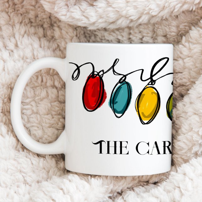 Farbenfrohe Weihnachtsweihnachtsweihe - Wasserfarb Kaffeetasse (Christmas string lights personalized coffee mug)