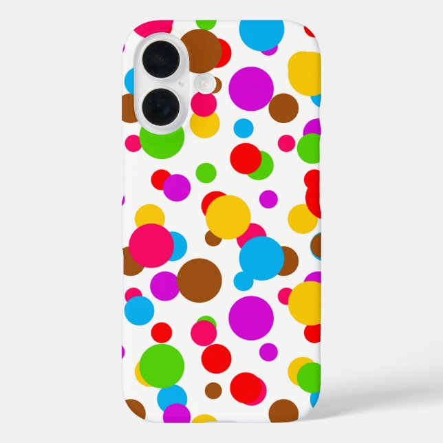 Farbenfrohe weiße Hintergrundpolka Punkte Case-Mate iPhone Hülle (Rückseite)