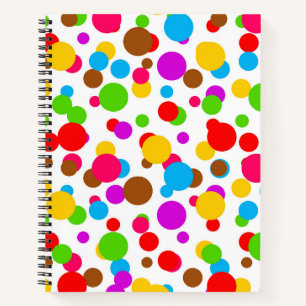 Farbenfrohe weiße Hintergrundpolka Punkte Notizbuch