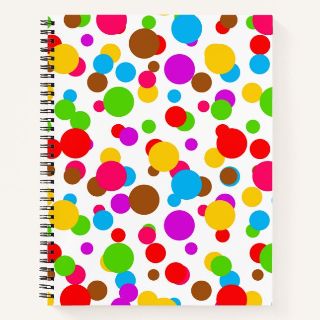 Farbenfrohe weiße Hintergrundpolka Punkte Notizbuch (Vorderseite)