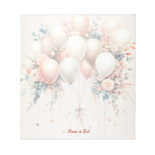 Farbenfrohe Weißpfirsichblütenballons Elegant Notizblock