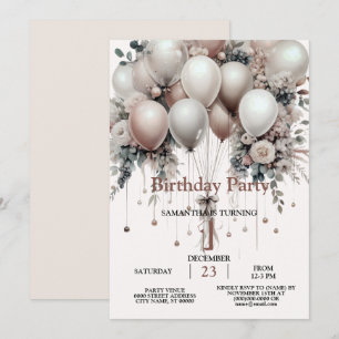 Farbenfrohe Weißpfirsichblütenballons Elegantes Pa Einladung