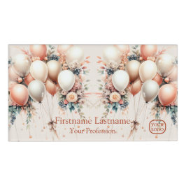 Farbenfrohe Weißpfirsichblütenballons Elegantes Pa Namenschild