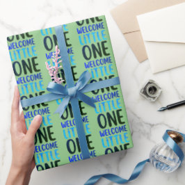Farbenfrohe "Welcome Little One" Babydusche Geschenkpapier