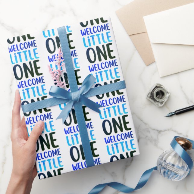 Farbenfrohe "Welcome Little One" Babydusche Geschenkpapier (Schenken)