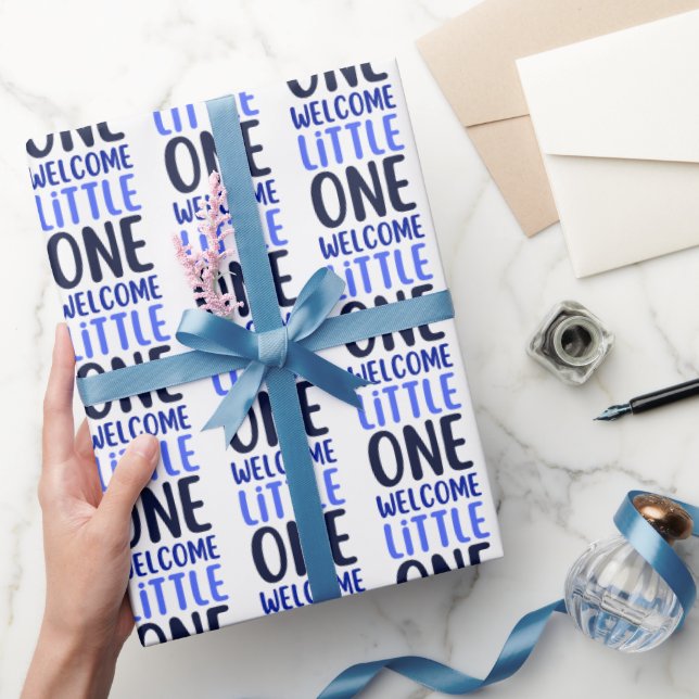 Farbenfrohe "Welcome Little One" Babydusche Geschenkpapier (Schenken)