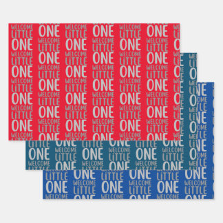 Farbenfrohe "Welcome Little One" Babydusche Geschenkpapier Set