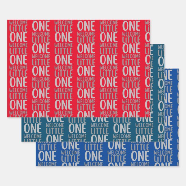 Farbenfrohe "Welcome Little One" Babydusche Geschenkpapier Set (Set)