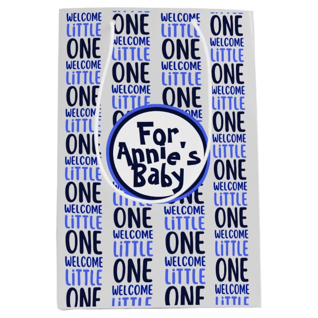 Farbenfrohe "Welcome Little One" Babydusche Mittlere Geschenktüte (Vorderseite)