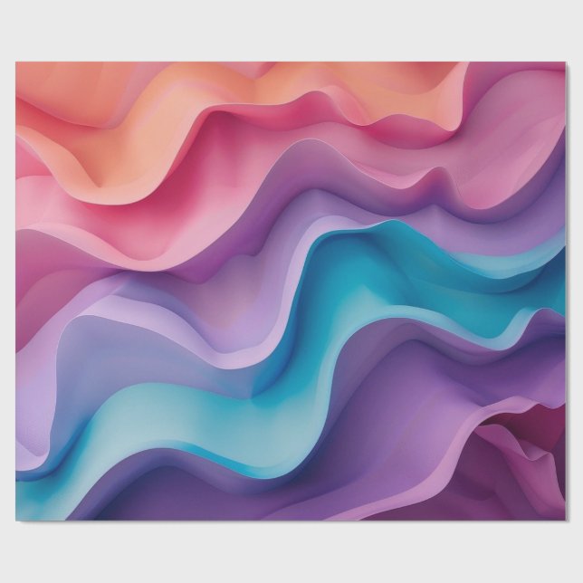 Farbenfrohe Wellen Geschenkpapier (Flach)