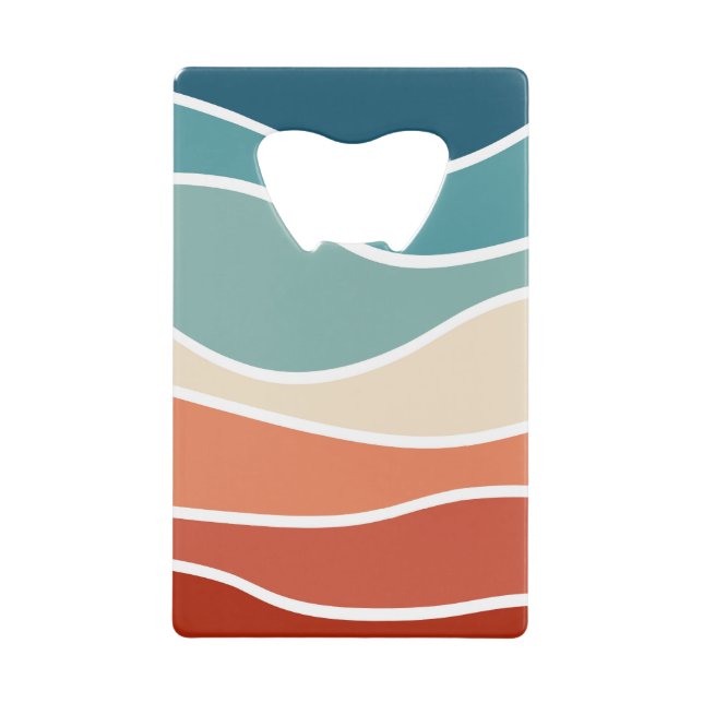 Farbenfrohe Wellen im Retrostil Geldbeutel Flaschenöffner (Vorderseite)