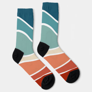 Farbenfrohe Wellen im Retrostil Socken