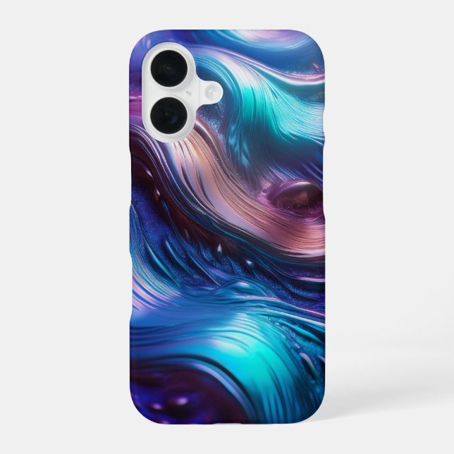Farbenfrohe Wellen iPhone 16 Hülle (Rückseite)