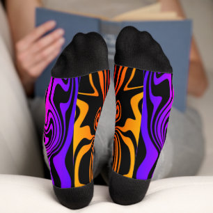 Farbenfrohe Wellen Schwarze Socken - Farben auswäh