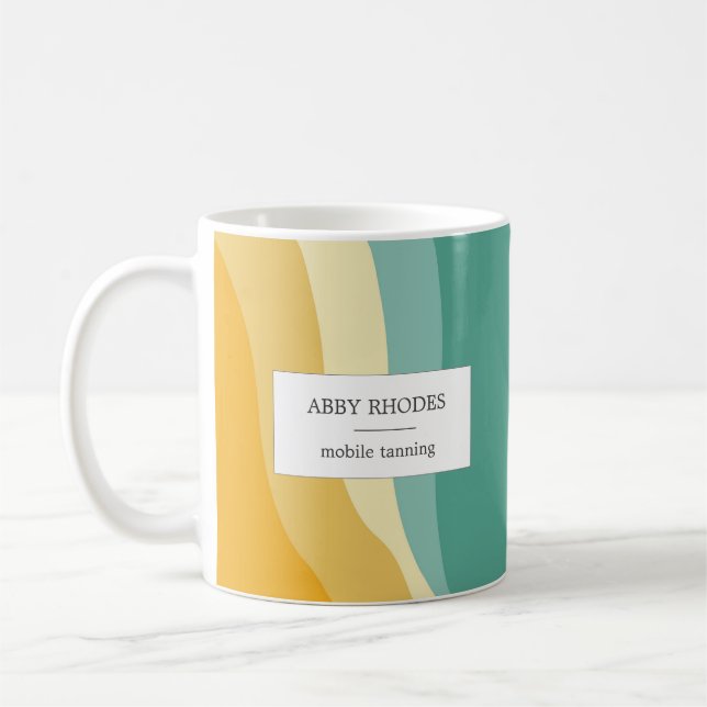 Farbenfrohe Wellenlinien personalisiert Kaffeetasse (Links)