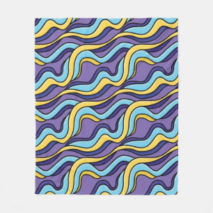 Farbenfrohe Wellenmuster Funky Retro Modernes Abst Fleecedecke