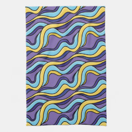 Farbenfrohe Wellenmuster Funky Retro Modernes Abst Geschirrtuch