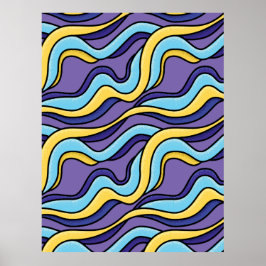 Farbenfrohe Wellenmuster Funky Retro Modernes Abst Poster