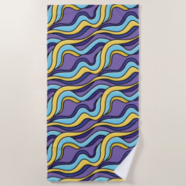 Farbenfrohe Wellenmuster Funky Retro Modernes Abst Strandtuch
