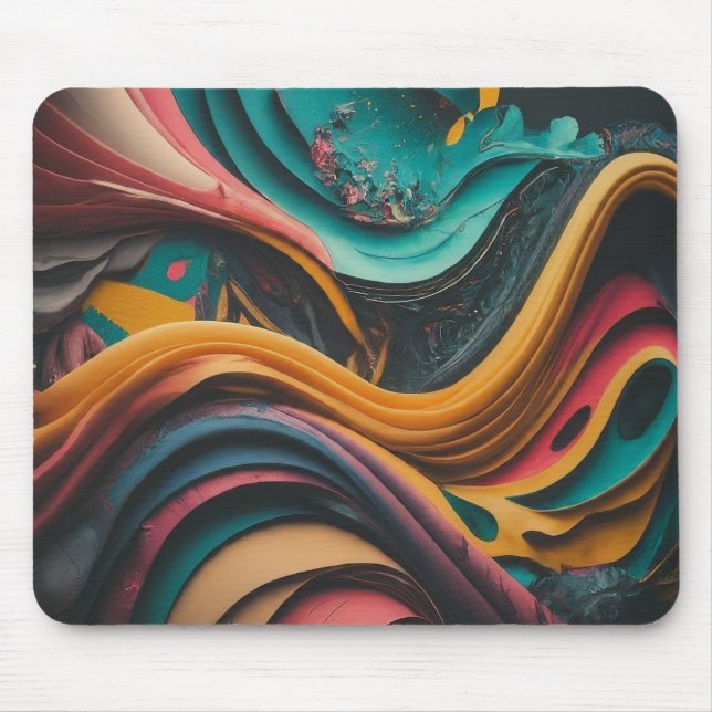 Farbenfrohe Wellenmuster Mousepad (Vorne)