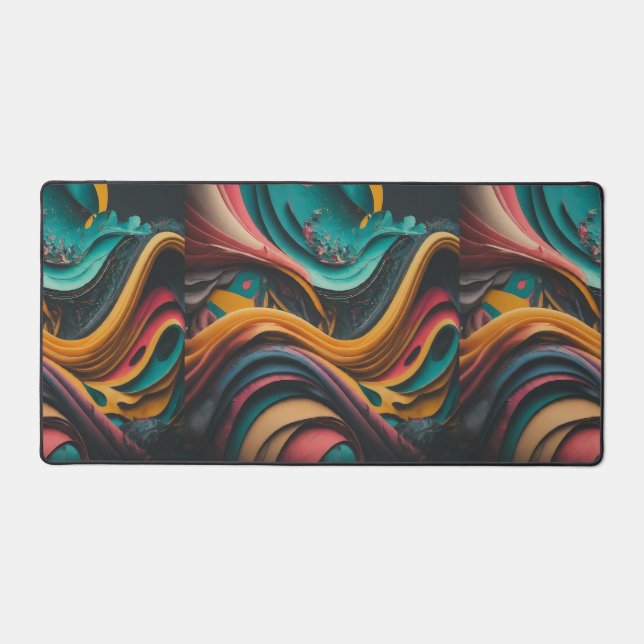 Farbenfrohe Wellenmuster Schreibtischunterlage (Vorderseite)