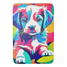 Farbenfrohe Welpenkunst Badematte