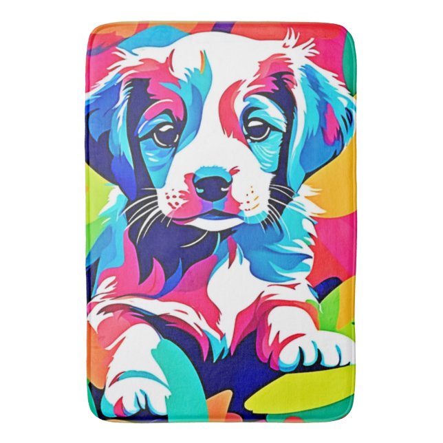 Farbenfrohe Welpenkunst Badematte (Vorderseite Vertikal)