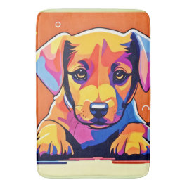 Farbenfrohe Welpenkunst Badematte