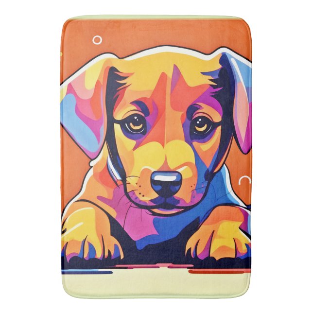 Farbenfrohe Welpenkunst Badematte (Vorderseite Vertikal)