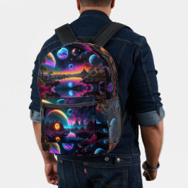 Farbenfrohe Welt, Alien Planets Bedruckter Rucksack