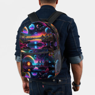 Farbenfrohe Welt, Alien Planets Bedruckter Rucksack