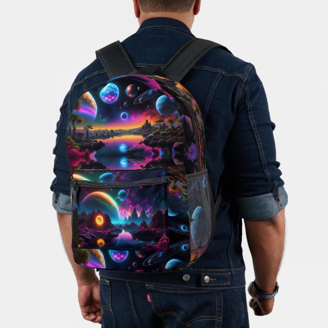 Farbenfrohe Welt, Alien Planets Bedruckter Rucksack (Insitu (Modell))