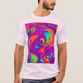 Farbenfrohe Welt: Blühende Muster T-Shirt